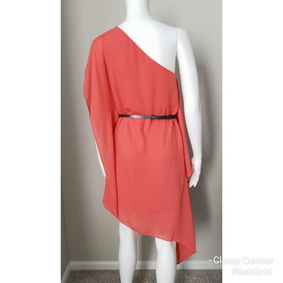 HALSTON HERITAGE coral asymmetrical dress - Picture 6 of 7